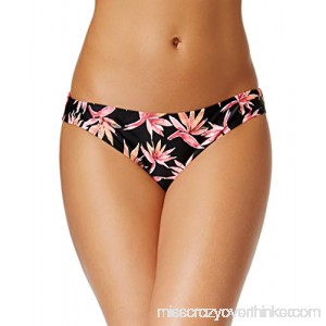Hula Honey Junior's Floral Print Cheeky Bikini Bottom Black Coral B078T7LDQG